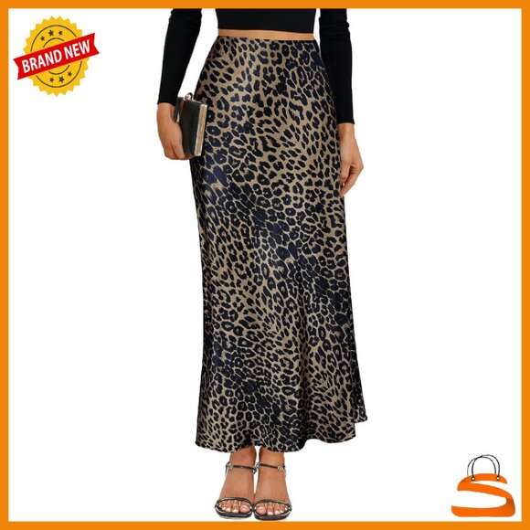 Dresses & Skirts - Satin Maxi Skirt High Waisted Elastic Waistband A-Line Long Skirt